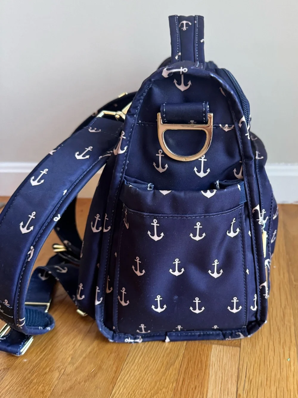 Ju-Ju-Be Legacy The Admiral Navy Anchor Print BFF Diaper Bag Backpack